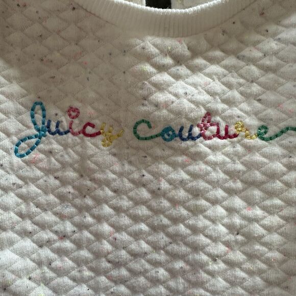 Juicy Couture Size 12 Months Baby Sweater Rainbow Embroidered Brand Quilted - Picture 2 of 7